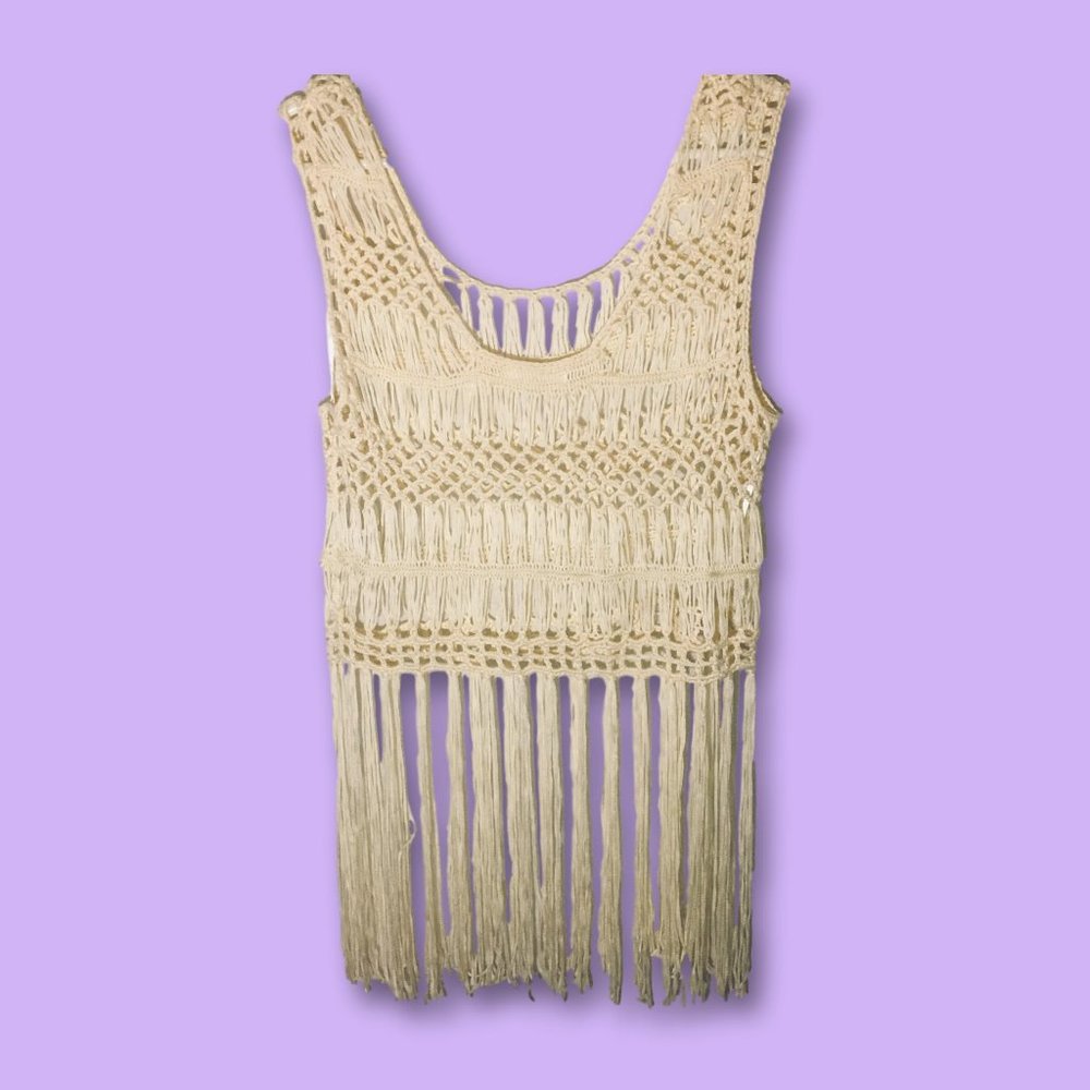 ANTHROPOLOGIE Blu Pepper Boho Crochet Top, M